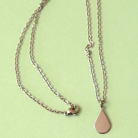 TEARDROP Stainless Steel Charm Chain Necklace 18" Minimalist - Picture 8 of 9